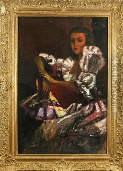 Spanierin Mit Facher Oil Painting - Leo von Koenig