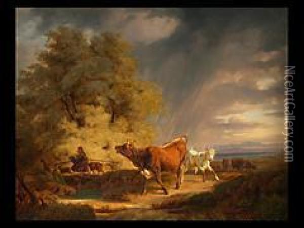 Das Aufziehende Gewitter Oil Painting - Friedrich Johann Voltz