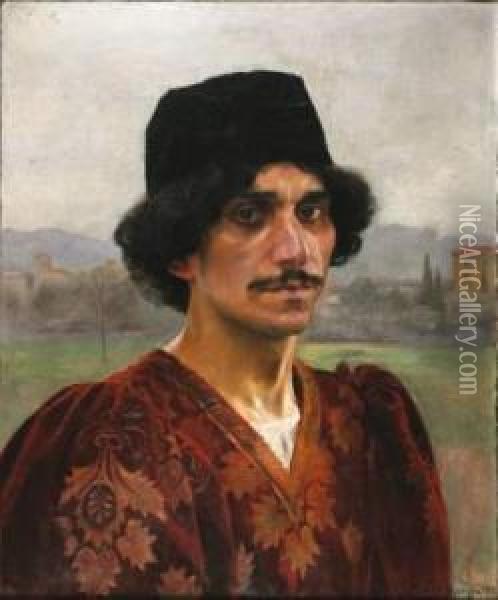 Portrait D'homme De La Renaissance Oil Painting - Marcel Mangin