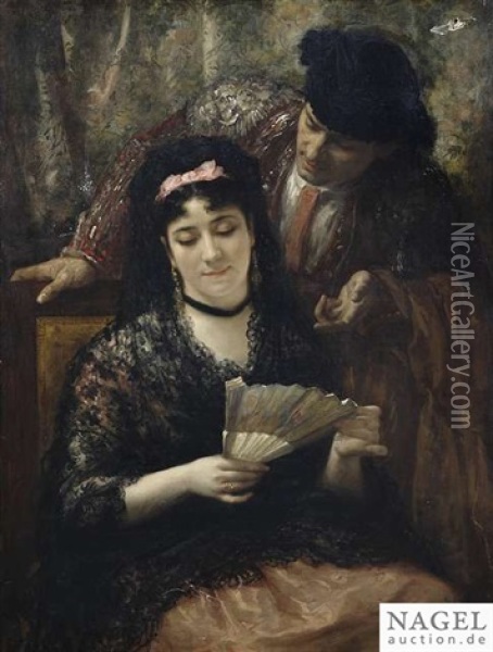 A Spanish Couple Oil Painting - Jules James Rougeron