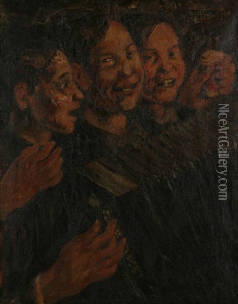 Jeunes Accordeonistes Oil Painting - Theodore Verschaeren