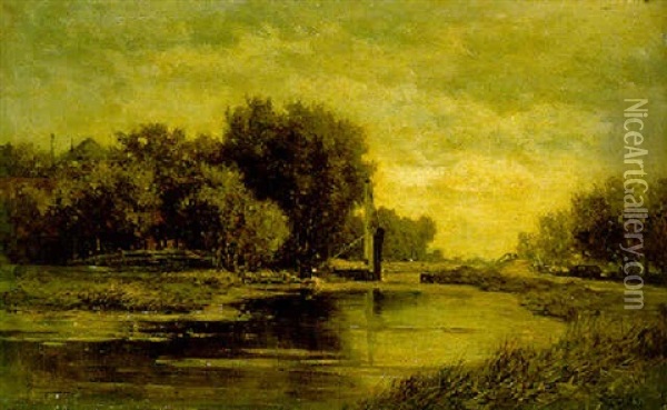 A Washerwoman On A Riverbank Oil Painting - Willem Roelofs