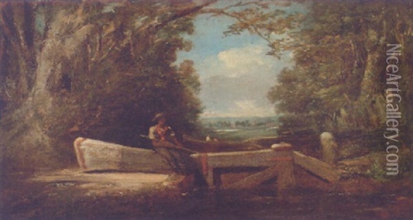 The Lock Gates Oil Painting - William James Mueller