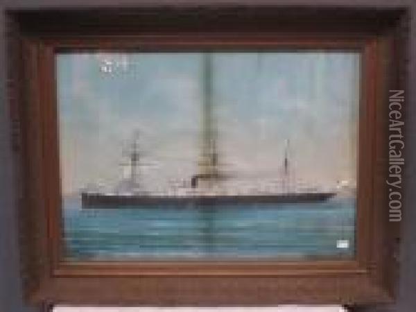 S.s. Bolivia Of Glasgow Entering Bay Of Naples Oil Painting - Luigi Roberto