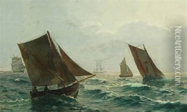 Seascape With Saling Boats Oil Painting - Christian Blache
