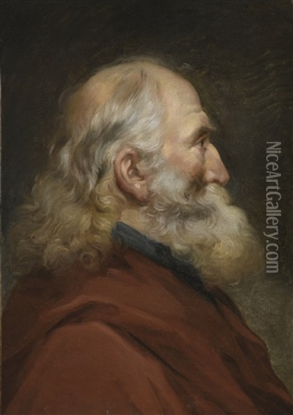 Study Of Head Of A Bearded Man Oil Painting - Joseph Marie Vien