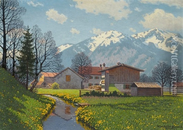 Bei Aschau Am Chiemsee Oil Painting - Fritz Mueller-Landeck