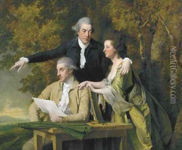 The Rev D'Ewes Coke, his wife and a relative Oil Painting - Joseph Wright