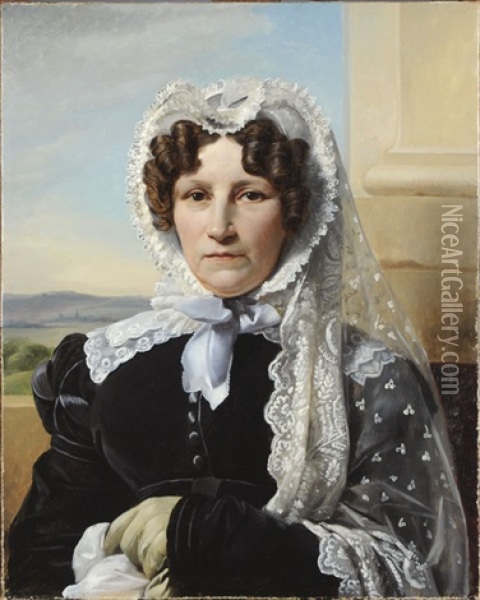 Portrait De La Comtesse Eugenie De Glymes De Hollebeke Oil Painting - Francois Joseph Navez