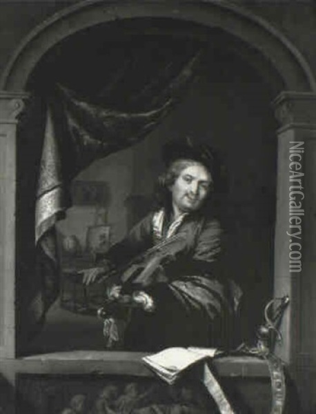 Musician At A Niche Oil Painting - Gerrit Dou