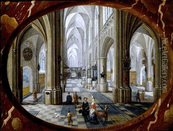 The Interior Of A Gothic Church, Looking East Oil Painting - Peeter Neeffs the Younger