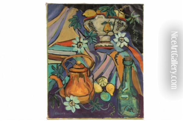 Still Life With Copper Kettle Oil Painting - Georgette Dupouy