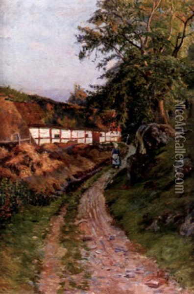 Skanelanga I Kvallssol Oil Painting - Justus Lundegard