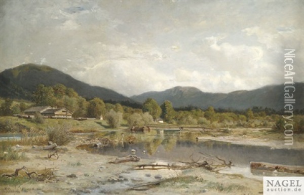 Flusslandschaft Im Bayerischen Voralpenland Oil Painting - Wilhelm Kuehling