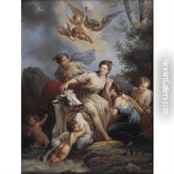 The Rape Of Europa (+ The Birth Of Venus; Pair) Oil Painting - Jean-Baptiste Regnault
