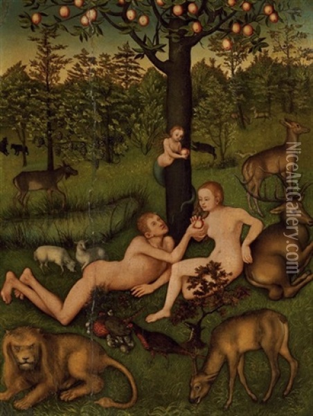 The Garden Of Eden Oil Painting - Lucas Cranach the Elder