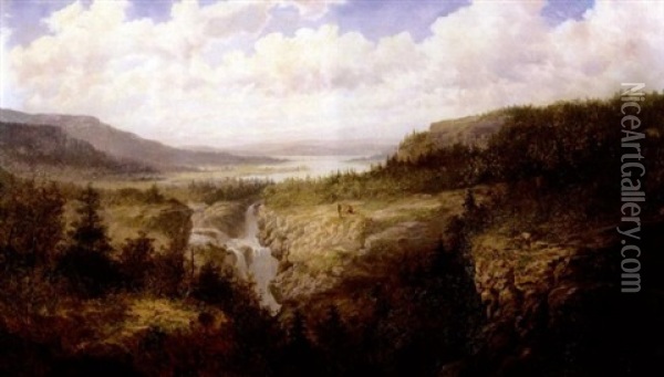 Falls Of Tamahaka, Cherokee County, North Carolina Oil Painting - William Charles Anthony Frerichs