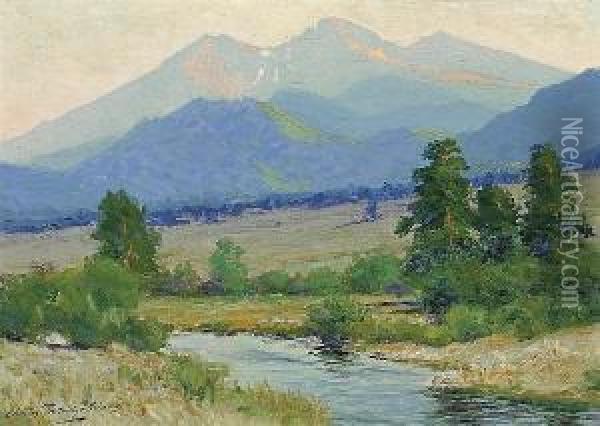 Long's Peak, 4pm From Fish Creek, Estes Park, Colorado Oil Painting - Charles Partridge Adams