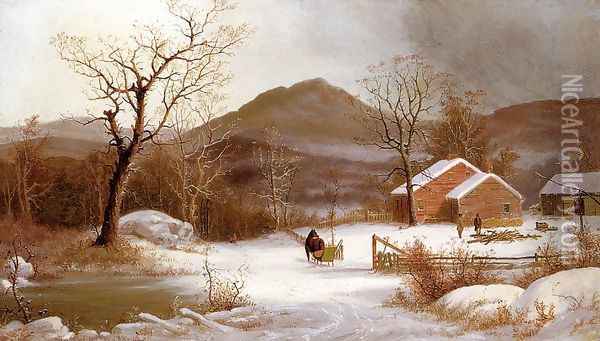 Winter Landscape Oil Painting - George Henry Durrie