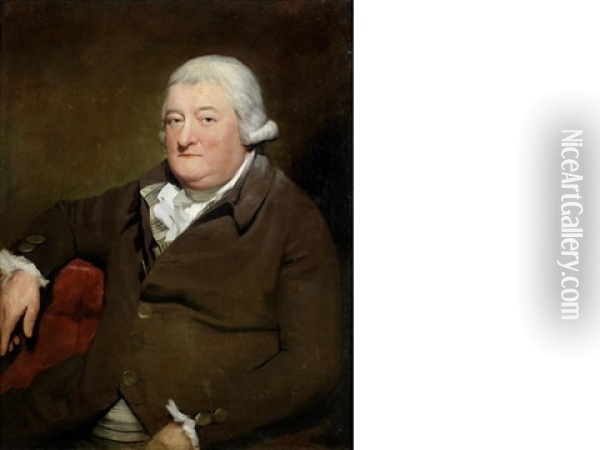 Portrait Of A Gentleman, Half-length, Seated, In A Brown Coat Oil Painting - Sir Henry Raeburn