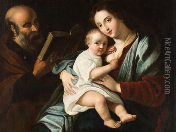 Sacra Famiglia Oil Painting - Bartolomeo Cavarozzi