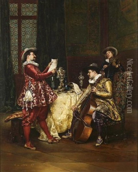 The Music Party Oil Painting - Adolphe Alexandre Lesrel