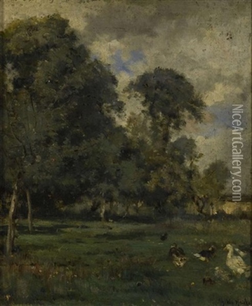 Landschaft Mit Enten Oil Painting - Emile van Marcke de Lummen