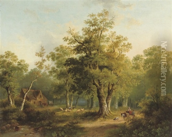 In The Woods Oil Painting - Jacobus Loerenz Sorensen