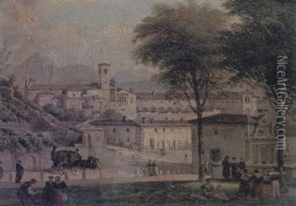 A View Near Como Oil Painting - Pietro Ronzoni