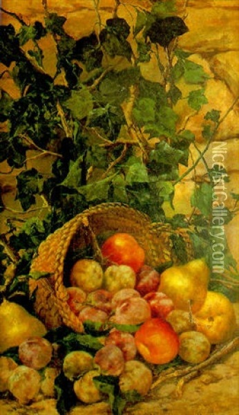 Bodegon Con Cesto De Frutas Oil Painting - Jose Maria Bracho Murillo