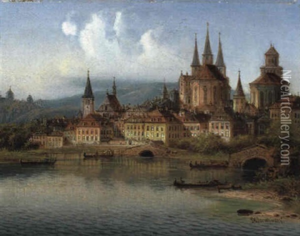 Erfurt Oil Painting - Johann Wilhelm Jankowski