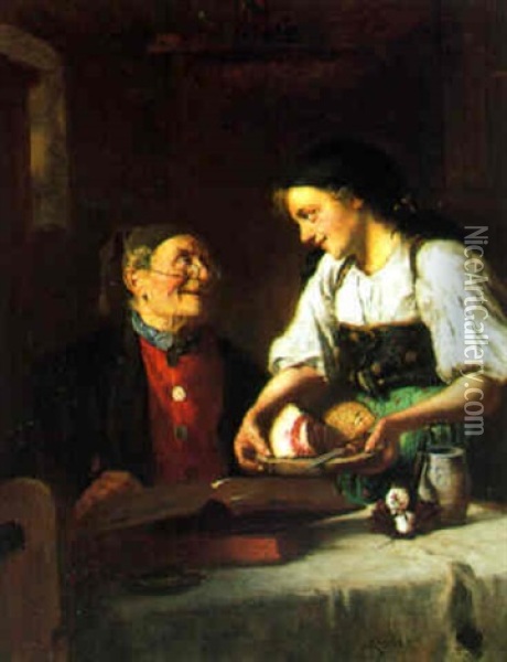 Die Jause Oil Painting - Ludwig Kandler