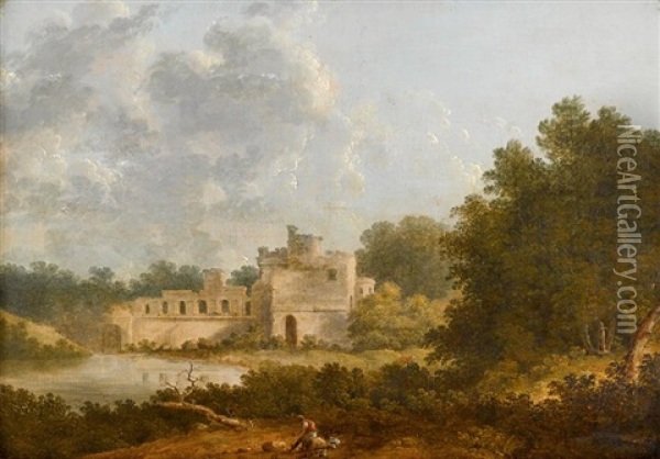 Landscape With Castle Oil Painting - Thomas Doughty