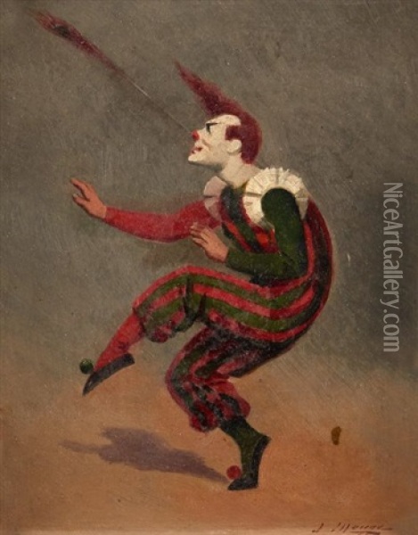 Clown Equilibriste Oil Painting - Jules Monge