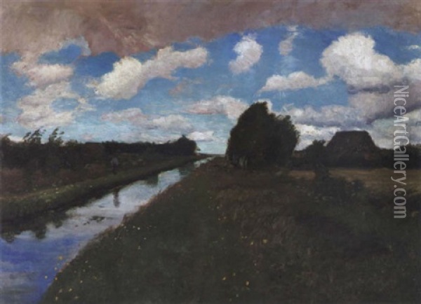 Worpsweder Landschaft Mit Moorkanal Oil Painting - Otto Modersohn