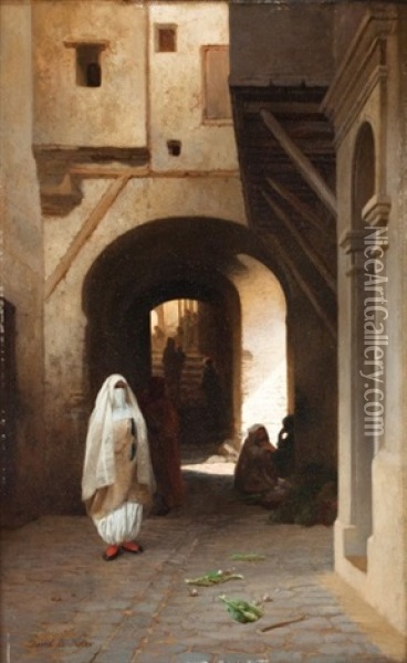 Femmes Dans La Casbah D'alger Oil Painting - David Emile Joseph de Noter