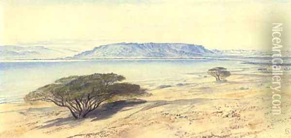 The southern end of the Dead Sea Oil Painting - Edward Lear