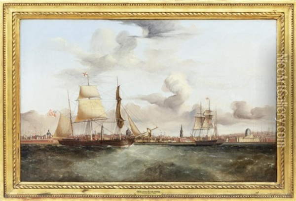 The Three-masted Barque Orkney Lass In Two Positions Off Liverpool Oil Painting - William Kimmins McMinn