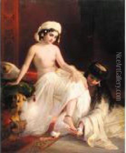 Harem Beauty Oil Painting - Timoleon Carl Nehf Von Neff