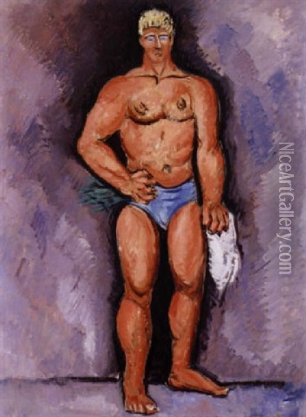Finnish-yankee Wrestler Oil Painting - Marsden Hartley