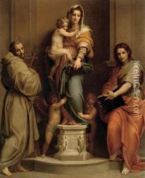 Madonna Of The Harpies Oil Painting - Andrea Del Sarto