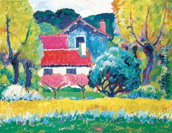Gelbe Landschaft (provence) Oil Painting - Engelberg Gminska