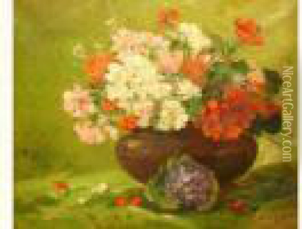 Bouquet Oil Painting - Eugene Henri Cauchois