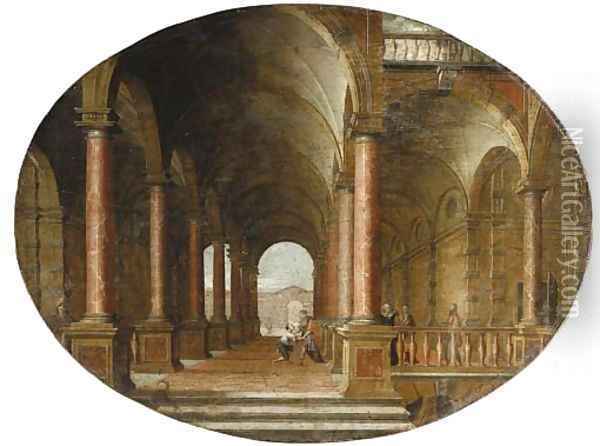 A classical portico with the Return of the Prodigal Son Oil Painting - Hendrick Van Steenwyck II