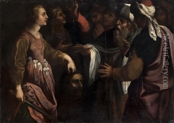 Salome Presentant La Tete De Jean Baptiste A Herodiade Oil Painting - Giuseppe Vermiglio