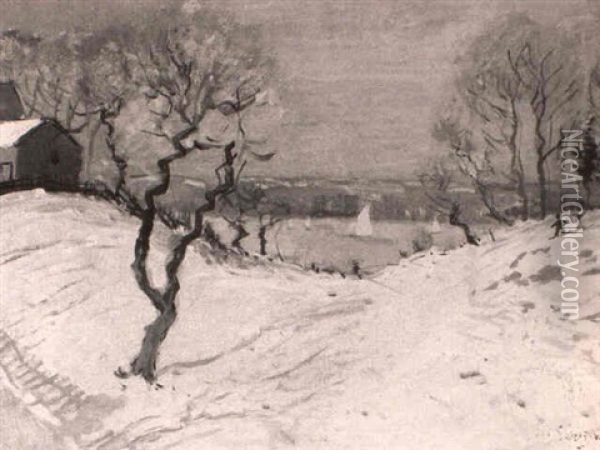 Upper Mystic River, Winter Oil Painting - Arthur Clifton Goodwin