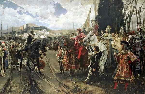 The Surrender of Granada in 1492 Oil Painting - Francisco Pradilla y Ortiz