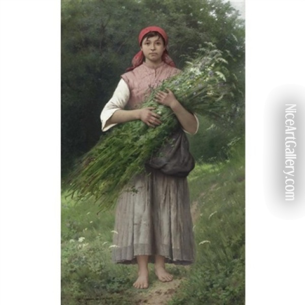 Young Peasant Woman From The Valley Of Andorno (piemont) Oil Painting - Jules-Alexandre Gamba De Preydour