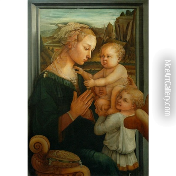 Madonna And Child With An Angel Oil Painting - Filippo (Filippino) Lippi