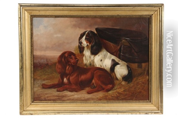 Two Setters With Game Basket Oil Painting - Colin Graeme